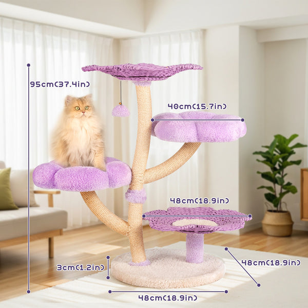 Happy & Polly Purple Woven Flower Cat Tree