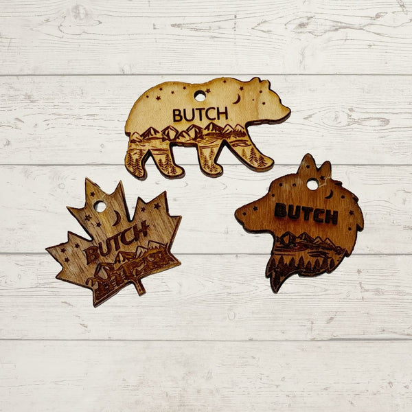 Rocky Mountain Dog Personalized Wooden Shape Dog ID Tags