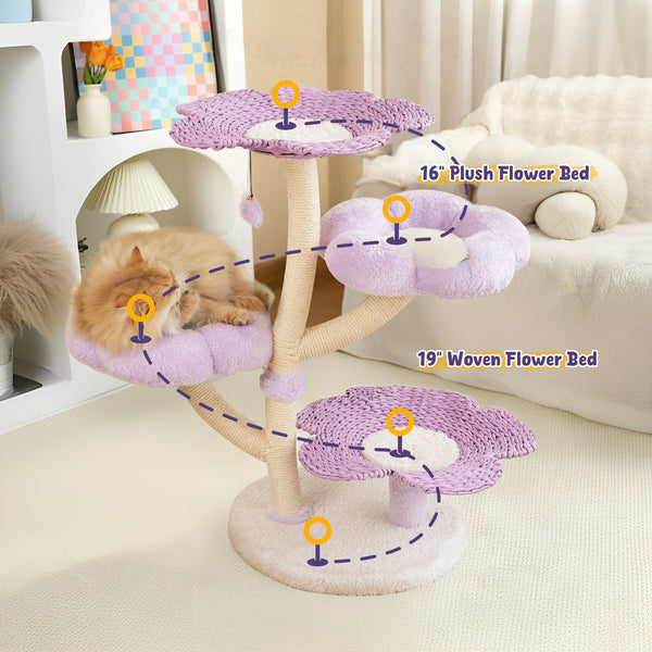 Happy & Polly Purple Woven Flower Cat Tree