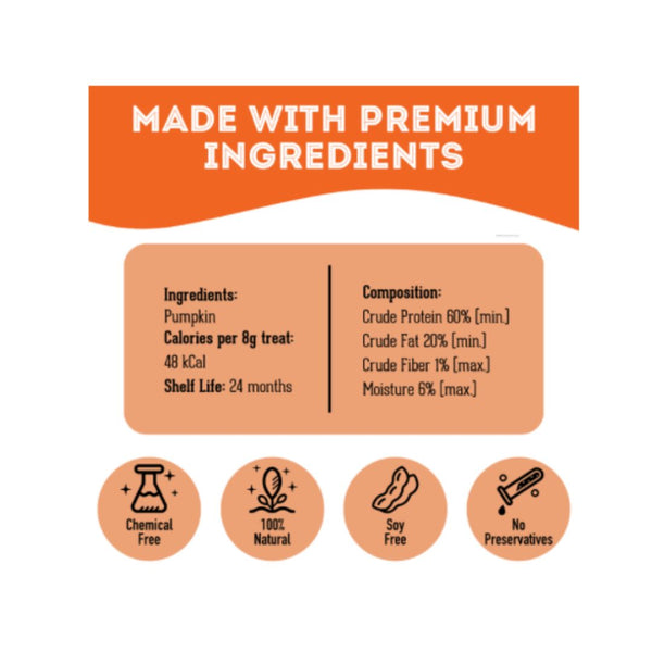 The Granville Island Pet Treatery Once Upon a Time - Premium Dehydrated Pumpkin Protein Treats For Dogs (80g bag)