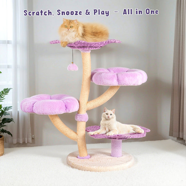 Happy & Polly Purple Woven Flower Cat Tree