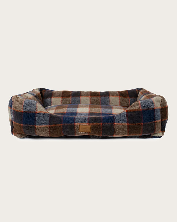 MOUNTAIN PLAID PET BED - KUDDLER IN BLUE/TAN image number 1