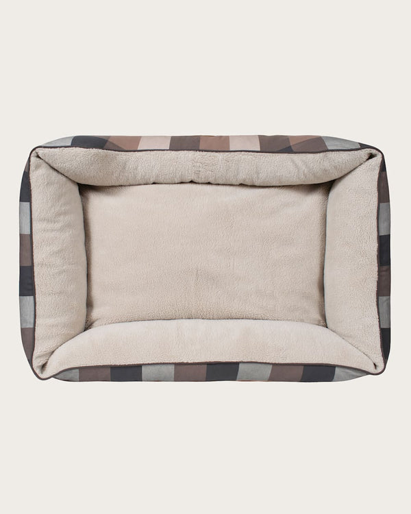 ALTERNATE VIEW OF BLOCK PLAID PET BED - KUDDLER IN TAN/BLACK image number 2