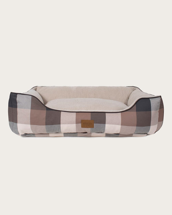 BLOCK PLAID PET BED - KUDDLER IN TAN/BLACK image number 1