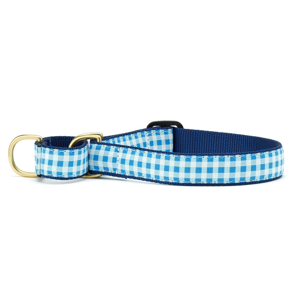 Up Country Blue Gingham Martingale Dog Collar
