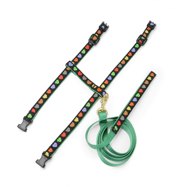 Up Country Colorful Hearts Cat Harness Set