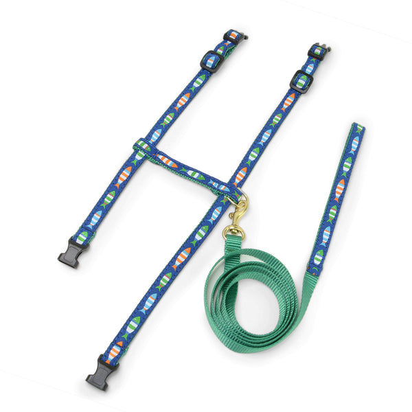 Up Country Funky Fish Cat Harness Set