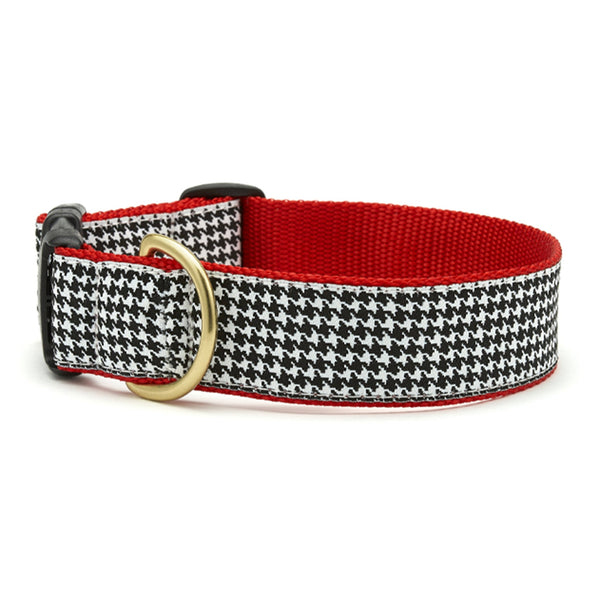 Up Country Classic Black Houndstooth Extra Wide Dog Collar 1.5"