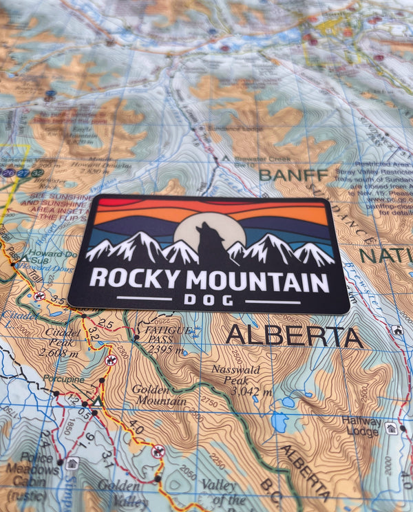 Rocky Mountain Dog Wolf Moon Sticker