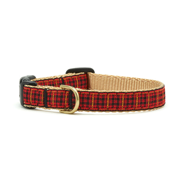 Up Country New Red Plaid Small Breed Dog Collar