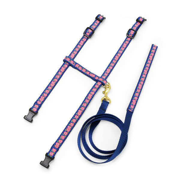 Up Country Pink Garden Cat Harness Set