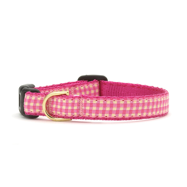Up Country Pink Gingham Small Breed Dog Collar