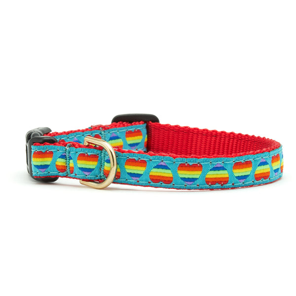 Up Country Rainbow Hearts Small Breed Dog Collar