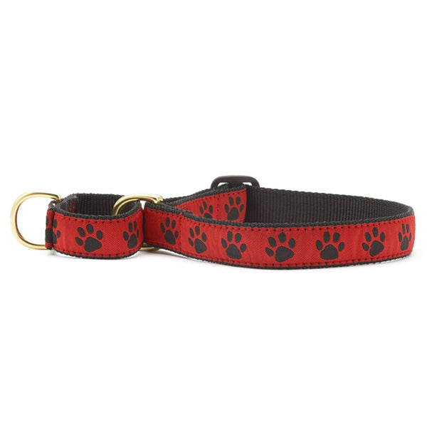 Up Country Red and Black Paw Martingale Dog Collar