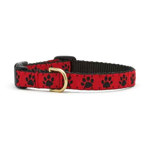Up Country Red and Black Paw Small Breed Dog Collar