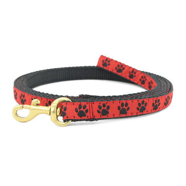 Up Country Red and Black Paw Small Breed Dog Lead