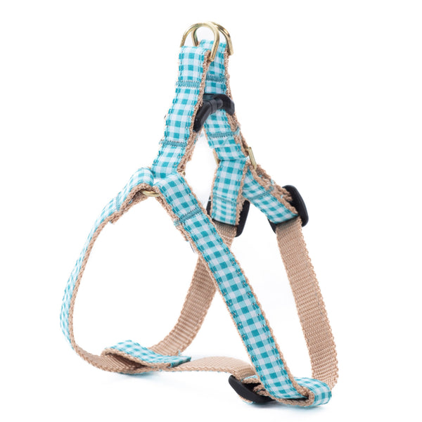 Up Country Turquoise Gingham Small Breed Dog Harness