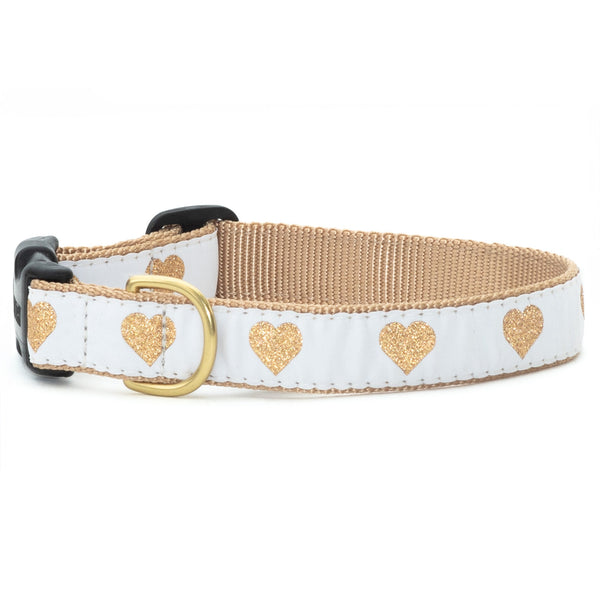 Up Country White Heart of Gold Dog Collar