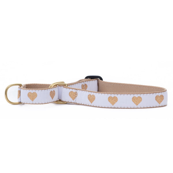 Up Country White Heart of Gold Martingale Dog Collar