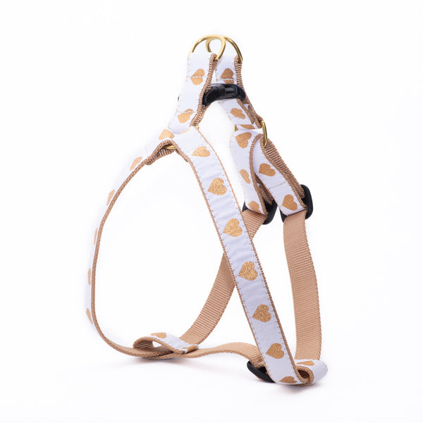 Up Country White Heart of Gold Dog Harness