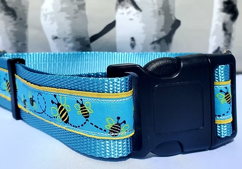 Rocky Mountain Hound 1.5" Wide Blue Bumblebee Dog Collar