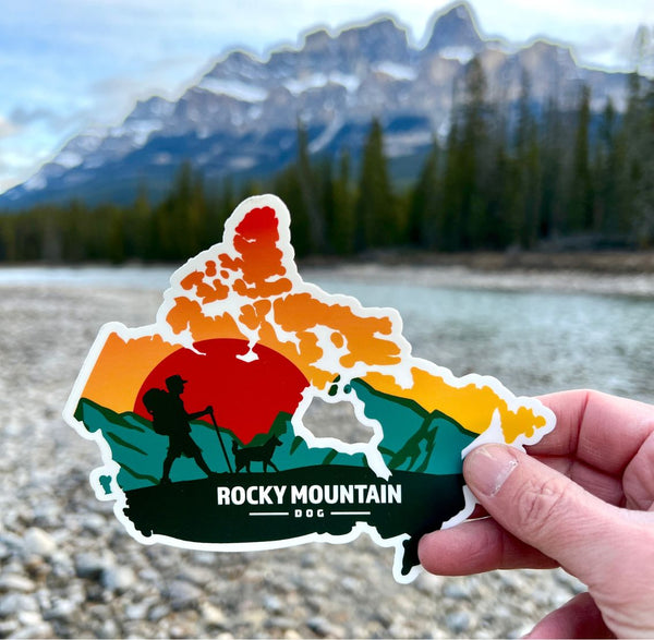 Rocky Mountain Dog Canada Map Sticker