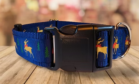 Rocky Mountain Hound 1.5" Wide Reindeer Christmas Dog Collar