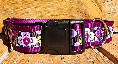 Rocky Mountain Hound 1.5" Wide Purple Floral Dog Collar