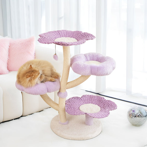 Happy & Polly Purple Woven Flower Cat Tree